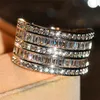 Wieck lyxsmycken 925 Sterling Silver Princess Cut White Topaz Cz Diamond Eternity Women Wedding Engagement Band Ring Gift WJL18231661