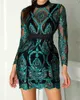 \Women Fashion Floral Embroidery Mesh Long Sleeve Mini Dress Spring Summer Casual Short Dress Lace Insert Party Dress 210716