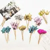 StoBag 50pcs Happy Birthday Cake Decoration Plugin/Card Color Wedding Baby Shower Celebrate Heart/Star/Crown Cake Toothpicks 210602