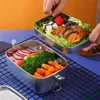 304 Stainless Steel Lunch Box Food Container Bento Box For Kids Adult Double Layer Large Capacity Tableware Food Storage Box 210818