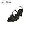 Sofitina Sandały damskie Roman Heels Cross Strap Gold Black Lato Oddychające Damskie Kobiety Klasyczne Moda Damskie Buty Po602 210513