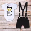 Baby Boy Clothes One Year Birthday Baby Costume Boys 1st Gentleman Tie Romper Straps Shorts Toddler Baby Clothing Set Outfits 25801496141