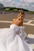 Sevintage 2021自由奔放に生きるウェディングドレスセクシーな背中のないパフスリーブビーチの花嫁のドレスオーガンザプリンセスウェディングガウンプラスサイズ