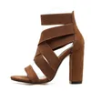 Gladiator Sandals Fashion Women High Heels Open Toe Ankle Strap Elastic Band Shoes Size 35-40 Pumps Black