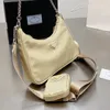 Designer Hobo Re-Edition 2005 Nylon Shoulder Bag Italy Milano Brand Small Women Saffiano Shopping Handbags Half Moon Handbag With 308M