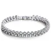 2021 Lyxig smycken Sierplätering Glitter Bling Cubic Zirconia CZ Armband Multi Rows Glänsande armband för kvinnor