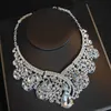 Luxury Big Rhinestone Bridal Jewelry Sets Crystal Crown Tiaras Plated Necklace Earrings Set For Bride Hair Accessories H1022