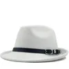 Ampla borda chapéus de inverno masculino outono branco feminino feltro fedora chapéu para cavalheiro lã jogador homburg jazz tamanho 56-58cm