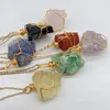 Irregular Natural Crystal Stone Gold Plated Handmade Pendant Necklaces With Chain Yoga Energy Party Jewelry For Women Girl