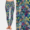 LETSFIND High Waist Women Elastic Casual Leggings 3D Cartoon Hand-drawn Space Style Print Plus Size Girl Full 210925