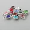 Partihandel runda Färgrik månad Birthstone Charms Alloy Smycken Crystal Charms 9 * 12mm AAC733