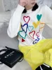봄 여성 멋진 스웨터 O 넥 다채로운 캔디 컬러 하트 자수 니트웨어 슬림 모든 일치 풀오버 Femme C-195 210918