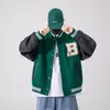 Męskie Kurtki Unisex Moda Bardzo duży Hip Hop Varsity Baseball Kurtka Skórzana Rękaw Hi Ulica Luźny Fit Letterman Płaszcz Outerwear dla Coupl