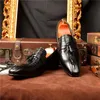 Мужская натуральная кожа Crocodile Pattern Oxford Обувь Мужская кисточка Роскошное Платье Склад Свадьба Бизнес Новейшая Бревная Обувь
