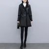 Damesbont Faux 2021 Winter Oversized Jacket Plus Size Lambswol Double-Faced Midi Long Women Dames Mode Warm Black Coat