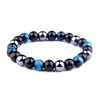 JLN Hematita Onyx tingido Tigre Bracelet Bracelete natural Pulsões de pedra manchada de pedra manchada Bracelets para homens jóias para homens