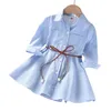 Bébé fille Stripe blouse robe avec perle Sash filles mode princesse robes de bal enfants Designers Vêtements Enfants boutique vêtements