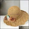 Chapeaux larges, écharpes, gants, accessoires de mode, chapeaux à large bord, été pour femmes avec des fleurs, chapeau de soleil au crochet fait à la main, plage, grande visière