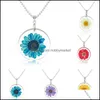 Collares con colgantes, joyería, flor seca Natural para mujer, resina transparente, regalo redondo seco Real, entrega directa 2021 L8Ze0