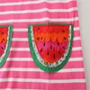 Jumping Meters Stripe Summer Baby Clothes Watermelon Embroidery Cute Cotton Kids Girls Dresses Children's Costume 210529