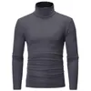 Höst Vinter T-shirts Casual Turtleneck Långärmad Pullovers Kläder för Man Streetwear Tee Top