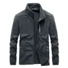Новая осень зимняя куртка мужчины флис теплый пиджак повседневная стойка воротник ветровка открытый пальто мужчины Hommes Veste большой размер M-5XL Y1109