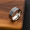 Svart rostfritt stål cirkel ring band finger emalj kvinnor mens finger ringar mode smycken gåva kommer och sandiga