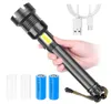 XHP90.2 Tactical LED Cob Torches 4 Core LEDS Flicklampa XHP70 Aluminium Zoom Outdoor Torch Uppladdningsbar 26650 eller 18650 Batteri 1670