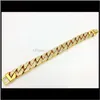 Bracelets Jewelry Drop Delivery 2021 Mens Womens Chain Hiphop Iced Out Cuban Link White Gold Plated Bracelet과 명확한 매력 모조리