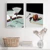 Paintings Fashion Wine Cocktail Glass Retro Poster Drink Mojito Whiskey Vintage Wall Art Canvas Painting For Bar Living Room Kitchen Decor