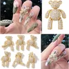 Decorações de arte de unhas 3d luxo ouro urso liga zircão cristais joias strass acessórios de unhas charms7890350