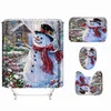 Arbre de Noël neige motif imprimé 180x180cm rideau de douche tapis de piédestal couvercle couverture de toilette tapis de bain antidérapant ensemble salle de bain 211116