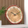 Horloge murale nordique chambre muet personnalité de la mode montre murale en bois moderne minimaliste anneau annuel Art horloge à Grain de bois H1230