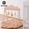 Nordic Style Baby Gym Kindergarten Holz Babyspielzeug Spielen Sensorisch BPA Frei Organisches Material Holzrahmen Säuglingszimmer Babyspielzeug Rasseln 211021