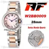 AF W2BB0009 28mm Swiss Ronda Quartz Womens Watch Tow Tone Rose Gold Pink Dial Black Roman Markers Stainless Steel Bracelet Super Edition 2021 Ladies Watches Puretime