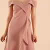Frauen von Schulterpartykleid Fashion Clubwear Lady sexy Abendessen Schlankes rosa Tunika eleganter Abendkleider 210608