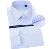 Chemise surdimensionnée en pur coton pour hommes Chemises à manches longues rayées solides formelles pour hommes 8Xl Blanc Col carré vêtements confortables 210708
