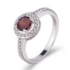 Fashion Girl's Red Ruby Cz Zircon Stone Silver Ring Blå Vit Daimond Lady Kvinnor Bröllop Ringar Populära Smycken För Förlovning