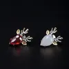 Boże Narodzenie biżuteria 925 Sterling Silver Broszka Elk Drogi Pin Kobiety Akcesoria Chalcedon Garnet Broszki Wentyiowe Dnia Prezenty Luksusowy