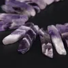 15.5 "strand Natural Amethysts Top Drilled Slice Loose Beads,Raw Crystal Quartz Rectangle Slab Pendants Necklace Jewelry Making