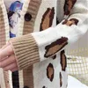 Knitted Cardigan Women Leopard Sweater Loose Coat Female Knitting Jacket Korean Style Long Sweaters 210421