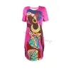 소수 민족 의류 플러스 사이즈 S-5XL 아프리카 드레스 섹시 레트로 국립 느슨한 비대칭 Dashiki 인쇄 리치 Bazin 나이지리아 의류 드레스