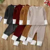 Baby Wascings Conjunto Sólido Color Stripe Pit Manga Longa Suéter + Calças 2 Pçs / Set Pajamas Kids Ternos Zyy877