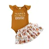 0-24M Summer Knitted born Infant Baby Girl Clothes Set Mama's ie Romper Flower Ruffles Shorts Bloomers Outfits 210515