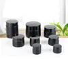 Black Frosted Glass Jars Cosmetic Cream Bottle Travel Dispenser Jar with inner PP Cover 5g to 100g SN5755