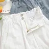 Biały Wysoki Talia Dżinsy Spódnice Elastyczne Kobiety Denim Mini Kobiet Kieszenie Seksowna A-Line Casual Ruffles Kobieta 6144 50 210510