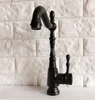 Robinets de lavabo, salle de bains et robinet froid, bec pivotant, Bronze noir, monté sur le pont, évier, robinets d'eau de vanité Tnf3869615484