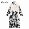 Blanc Noir Imprimé Boho Surdimensionné Lâche Maxi Robe Robe Longue Bouton Casual Plage Cover Up Plus La Taille Printemps Floral 210427