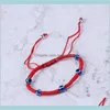Handvävd lycklig armband kabbalah röd sträng tråd hamsa armband blå turkisk ond öga charm smycken fatima vänskap droppe leverera