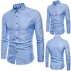 Camisa casual masculina de outono Slim Fit Men's Casual Down Blouse Blouse Polca de bolinhas de manga longa Camisas masculinas 210412